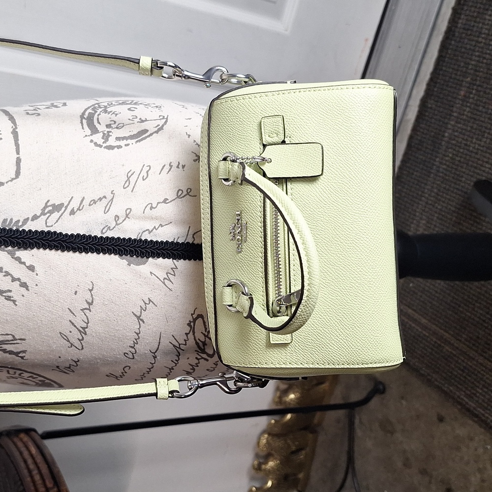 Coach Mini Rowan Satchel Crossbody Pale Lime Green Leather Handbag Purse